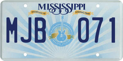 MS license plate MJB071
