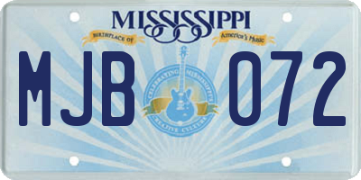 MS license plate MJB072