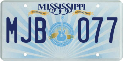 MS license plate MJB077