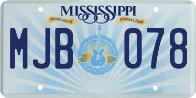 MS license plate MJB078