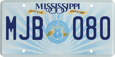 MS license plate MJB080