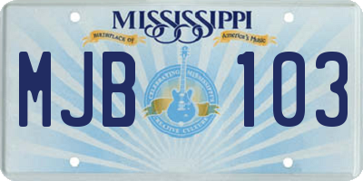 MS license plate MJB103