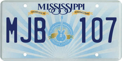 MS license plate MJB107