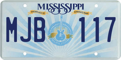 MS license plate MJB117