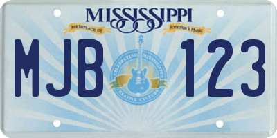 MS license plate MJB123