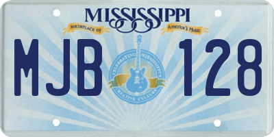 MS license plate MJB128