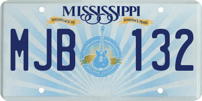 MS license plate MJB132