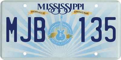 MS license plate MJB135