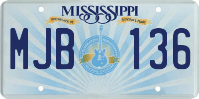 MS license plate MJB136
