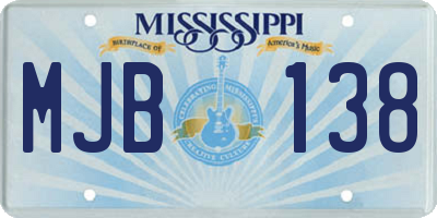 MS license plate MJB138