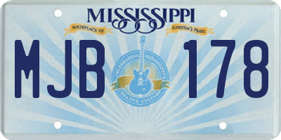 MS license plate MJB178