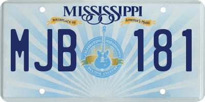 MS license plate MJB181
