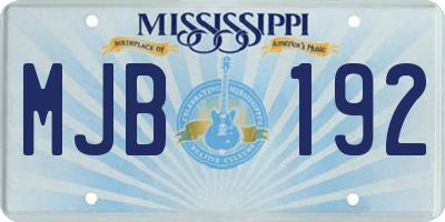 MS license plate MJB192