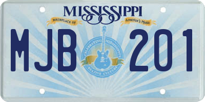 MS license plate MJB201