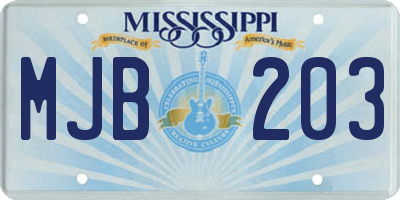 MS license plate MJB203
