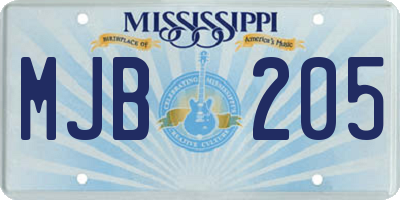MS license plate MJB205