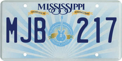 MS license plate MJB217