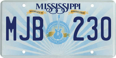 MS license plate MJB230