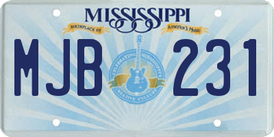 MS license plate MJB231