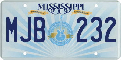 MS license plate MJB232