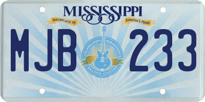MS license plate MJB233