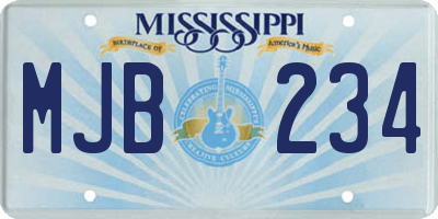 MS license plate MJB234