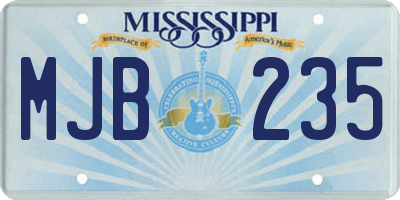 MS license plate MJB235