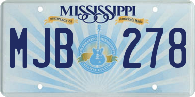 MS license plate MJB278
