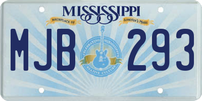 MS license plate MJB293
