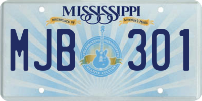 MS license plate MJB301