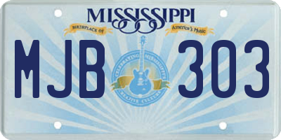 MS license plate MJB303