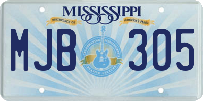 MS license plate MJB305