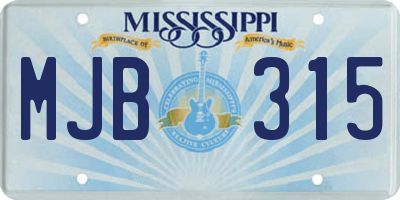 MS license plate MJB315