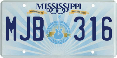MS license plate MJB316