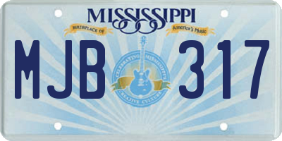 MS license plate MJB317