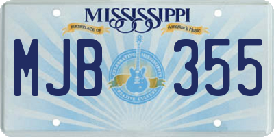 MS license plate MJB355