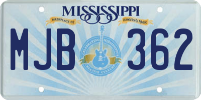 MS license plate MJB362