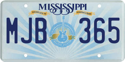 MS license plate MJB365