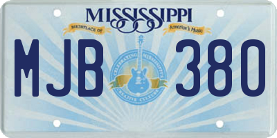 MS license plate MJB380