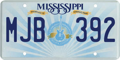 MS license plate MJB392