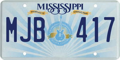 MS license plate MJB417