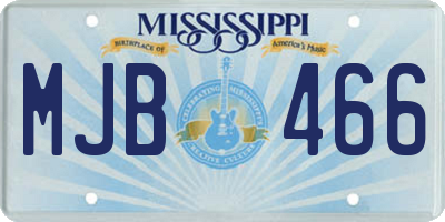 MS license plate MJB466