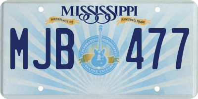 MS license plate MJB477