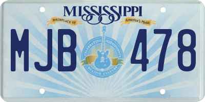 MS license plate MJB478