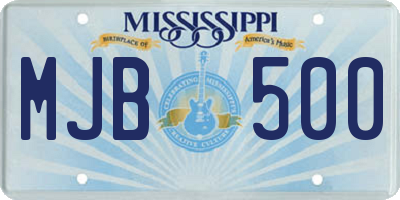 MS license plate MJB500