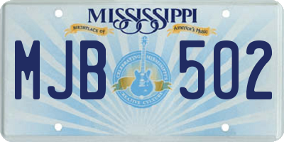 MS license plate MJB502