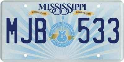 MS license plate MJB533