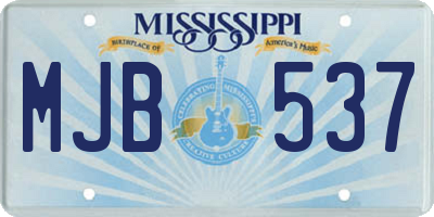 MS license plate MJB537