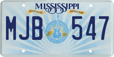MS license plate MJB547