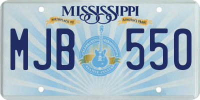 MS license plate MJB550